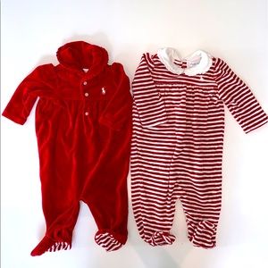 Ralph Lauren Velour Coverall Set, size 3 months